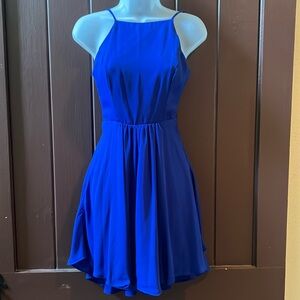Simple cobalt blue flare dress juniors size 3/4